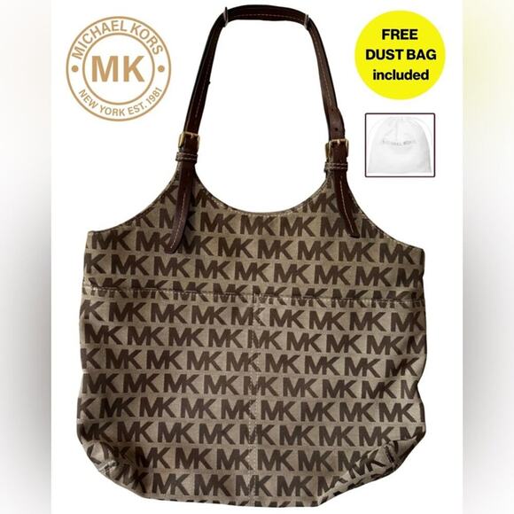 🌟MICHAEL KORS🌟 Signature MK Logo Shoulder Bag with Golf Buckled Straps - Picture 1 of 12
